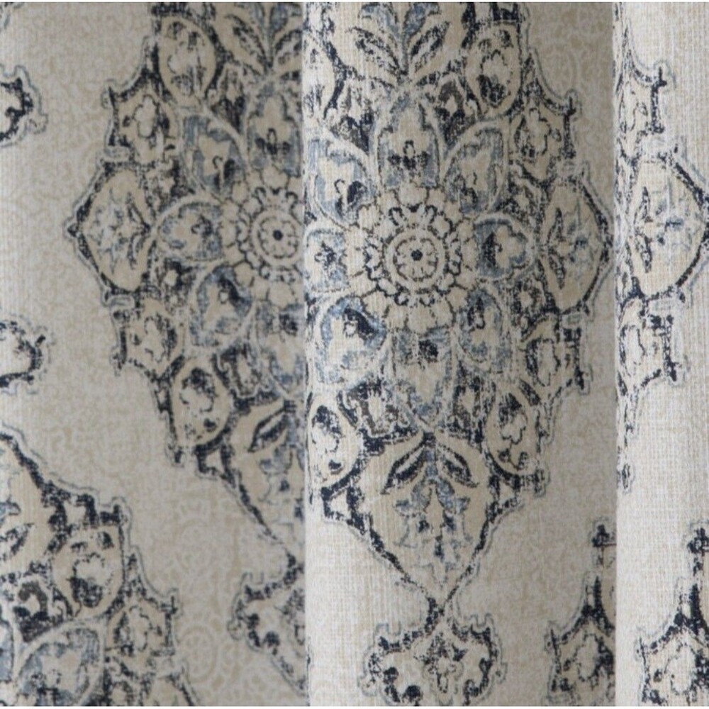NEW Style 84.0-in Blue Geometric Light filtering Grommet Single curtain panel - Picture 6 of 9